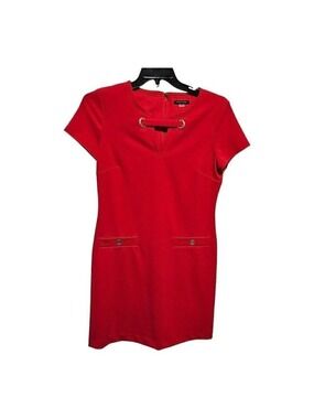 Tommy Hilfiger Dress Size 8 Red Classic Sheath Back Zip Valentines Day